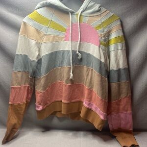 Faherty color block sun soleil hooded sweat shirt size small